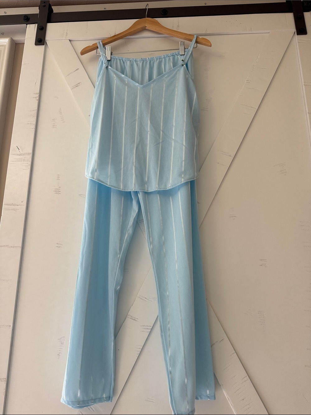 Petra Fashions Light Blue Satin Loungewear Set